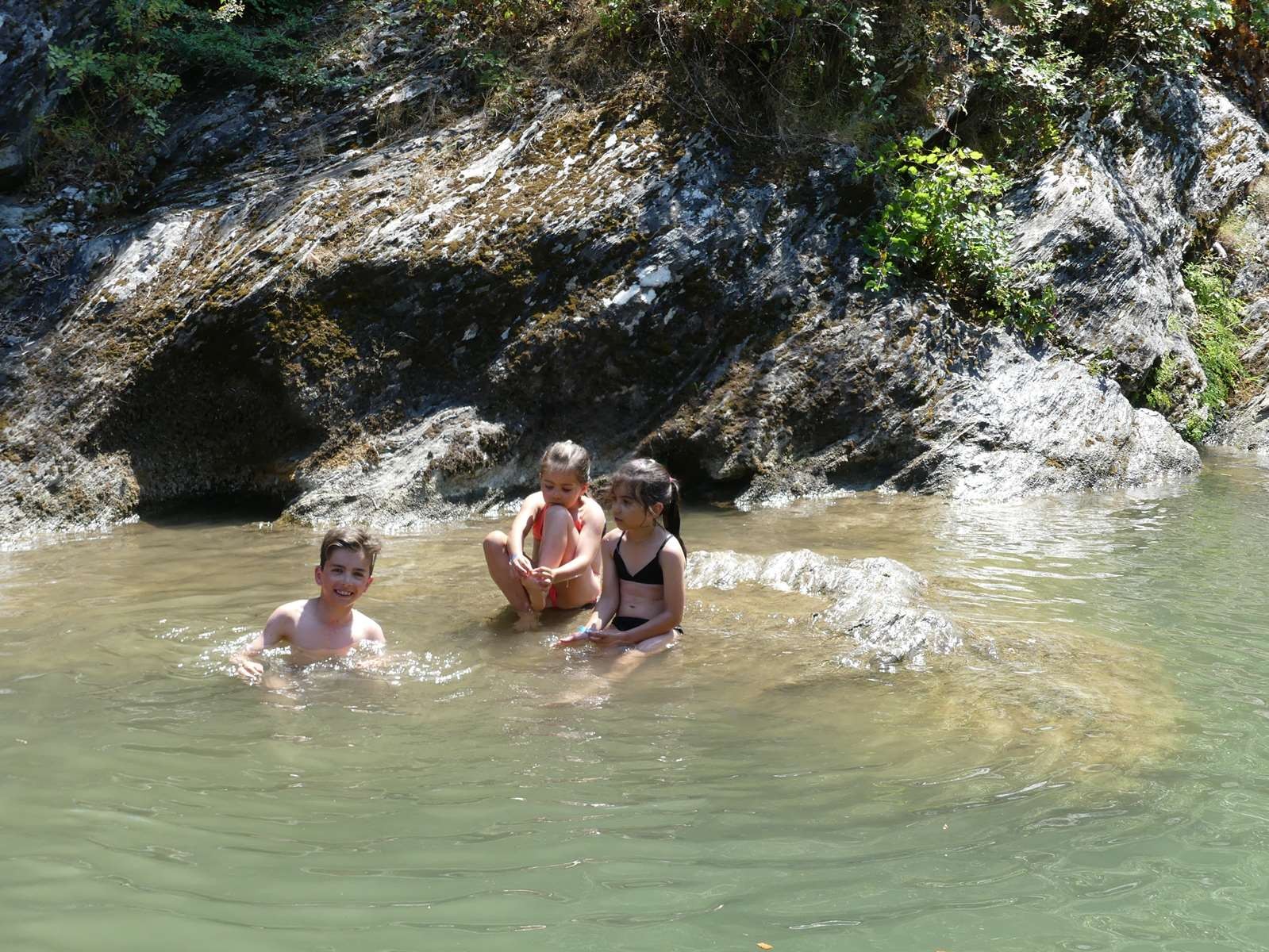 baignade bien méritée après le trajet retour